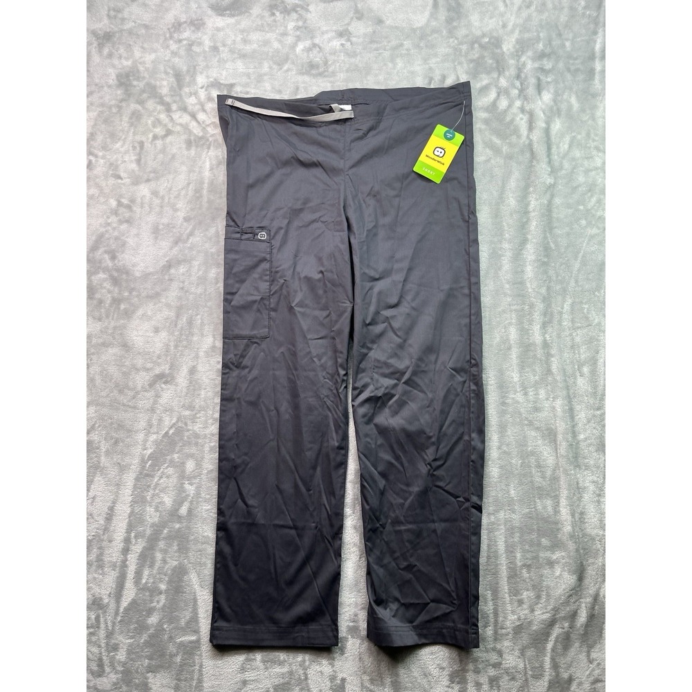 NEW WonderWink Pants Unisex Cargo Drawstring Waist Scrub Pants Size Small Grey